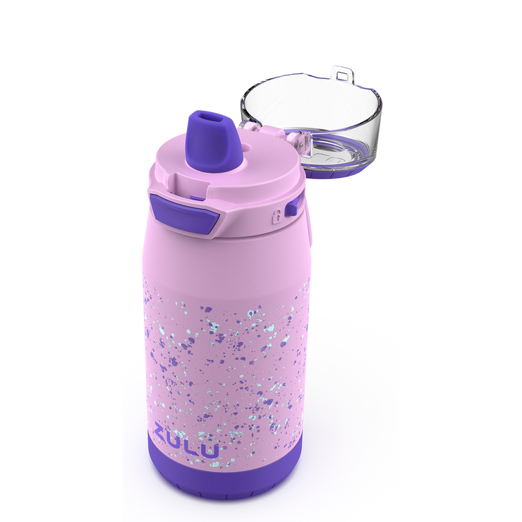ZULU Torque 16oz Plastic Kids Water Bottle with Silicone Sleeve and  Leak-Proof Locking Flip Lid and Soft Touch Carry Loop for School Backpack  Lunchbox Outdoor Sports BPA-Free Dishwasher Safe Purple