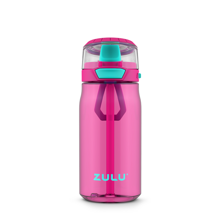 Zulu Torque BPA-Free Plastic Water Bottle with Flip Straw 16 oz Blue